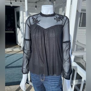 Black Semi Sheer Blouse by Xhilaration